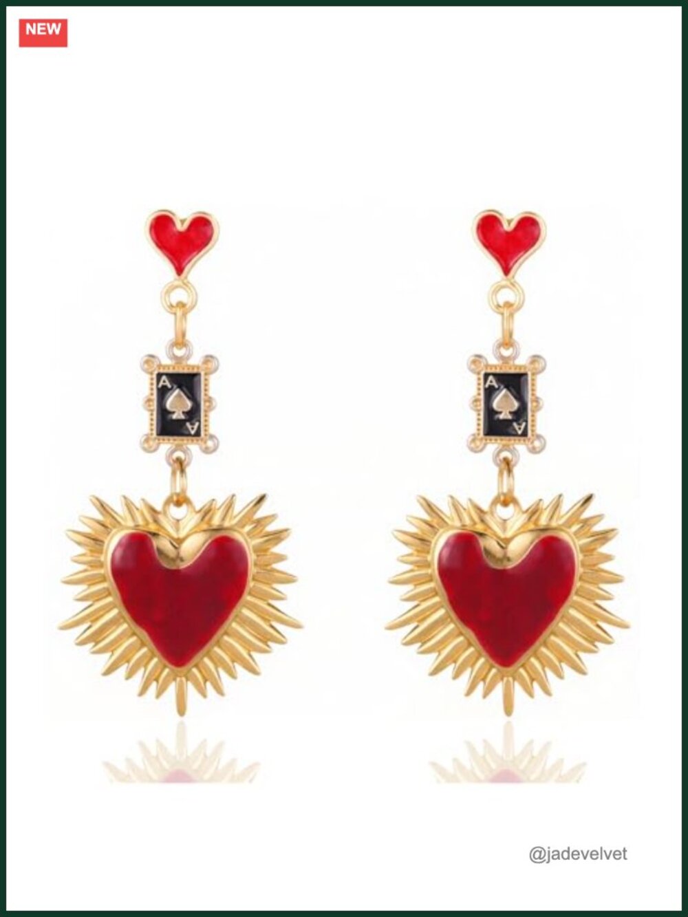 Stainless Steel Queen of Hearts Drop Earrings Gothic Halloween Costume Jewelry